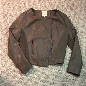 Brown vegan leather jacket